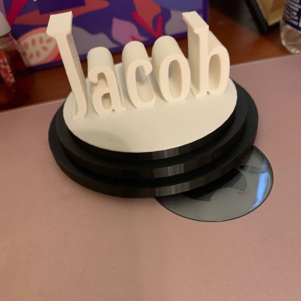 Custom White and Black Name Art Sculpture Printed on 3D printer